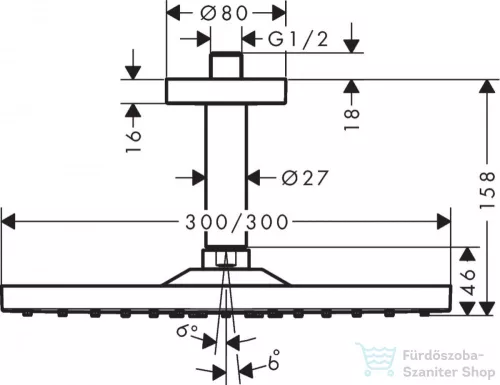Hansgrohe Raindance E Fejzuhany 300 1jet mennyezeti csatlakozóval 26250990