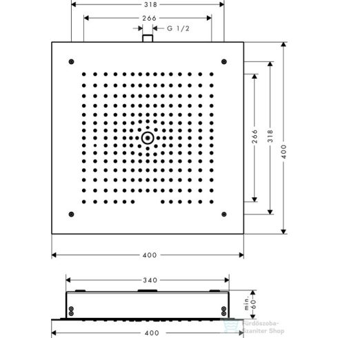 Hansgrohe RAINDANCE E 40x40 cm-es 1jet mennyezetbe építhető fejzuhany, matt fehér 26252700
