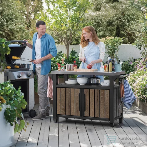 Curver Decocoat unity műanyag xl kerti grill asztal 207l dió 263918
