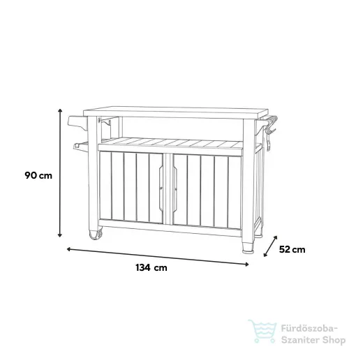 Curver Decocoat unity műanyag xl kerti grill asztal 207l dió 263918