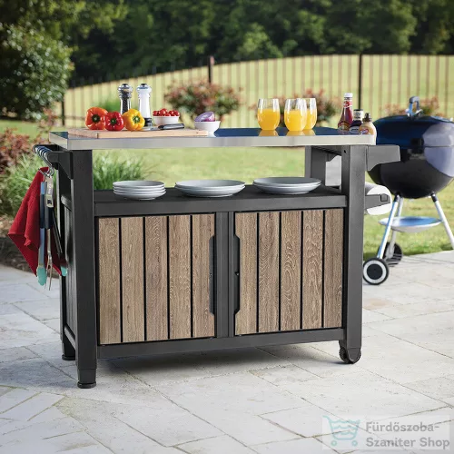 Curver Decocoat unity műanyag xl kerti grill asztal 207l kőrisfa 263919