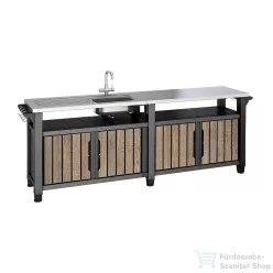   Curver Decocoat unity chef műanyag kerti grill asztal 415l kőrisfa 263921