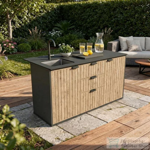 Curver Deco compact kültéri konyha mosogatóval csapteleppel grafit 263933