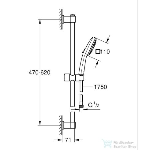 Grohe VITALIO Comfort 110 rudas zuhanyszett 2 funkciós fejjel,króm 26398001