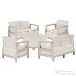   Curver Scandi Box max linea duo kerti bútor szett jute tárolós asztallal kavicsszürke-bézs