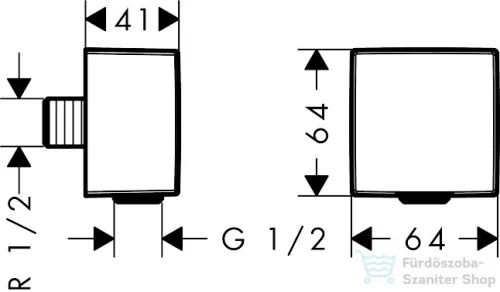 Hansgrohe Fixfit Square fali csatlakozás visszafolyásgátlóval és szintetikus gömbcsuklóval 26455000