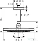 Hansgrohe HG RD Select S 240 2jet Eco fejzuhany, mennyezeti, króm 26469000