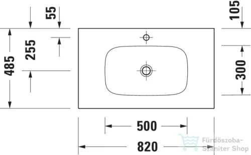 Duravit SIVIDA 82x48,5 cm-es beépíthető mosdó, matt szatén fehér 2650013200