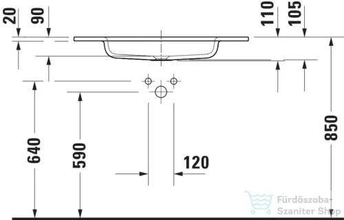 Duravit SIVIDA 82x48,5 cm-es beépíthető mosdó, matt szatén fehér 2650013200