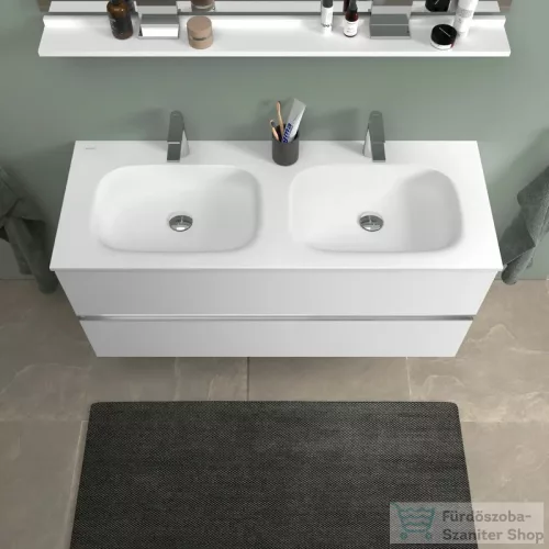 Duravit SIVIDA 129x48,5 cm-es beépíthető dupla mosdó, matt szatén fehér 2650043200