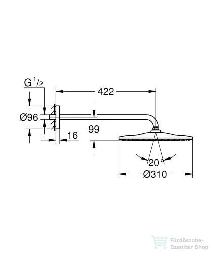 Grohe Rainshower Mono 310 fejzuhany 42 cm-es zuhanykarral,Brushed Warm Sunset 26558DL0
