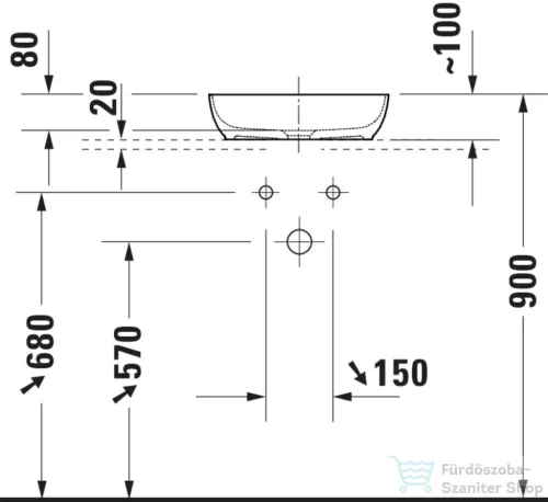 Duravit SIVIDA DuroCast Plus 40x40 cm-es pultra ültethető mosdó csaplyuk nélkül, matt halványzöld/matt fehér 266001FG00