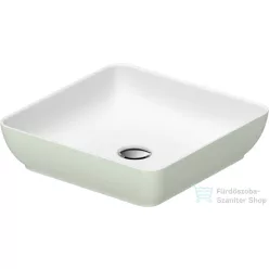   Duravit SIVIDA DuroCast Plus 40x40 cm-es pultra ültethető mosdó csaplyuk nélkül, matt fehér/matt halványzöld 266001FH00