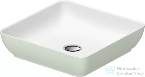 Duravit SIVIDA DuroCast Plus 40x40 cm-es pultra ültethető mosdó csaplyuk nélkül, matt fehér/matt halványzöld 266001FH00