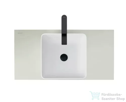 Duravit SIVIDA DuroCast Plus 40x40 cm-es pultra ültethető mosdó csaplyuk nélkül, matt fehér/matt halványzöld 266001FH00
