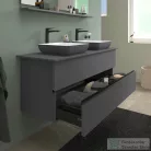 Duravit SIVIDA DuroCast Plus 40x40 cm-es pultra ültethető mosdó csaplyuk nélkül, matt fehér/matt sötétszürke 266001FI00