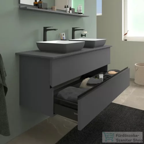 Duravit SIVIDA DuroCast Plus 40x40 cm-es pultra ültethető mosdó csaplyuk nélkül, matt fehér/matt sötétszürke 266001FI00