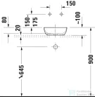 Duravit SIVIDA DuroCast Plus 30 cm-es pultra ültethető mosdó csaplyuk nélkül, matt fehér 2660023200