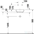 Duravit SIVIDA DuroCast Plus 30x30 cm-es pultra ültethető mosdó csaplyuk nélkül, matt fehér 2660033200