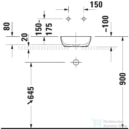 Duravit SIVIDA DuroCast Plus 30x30 cm-es pultra ültethető mosdó csaplyuk nélkül, matt fehér 2660033200