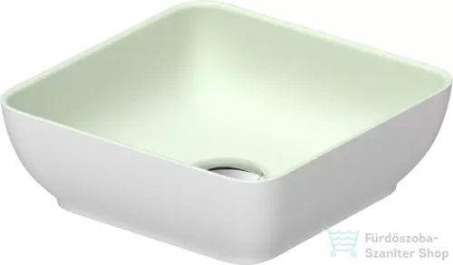 Duravit SIVIDA DuroCast Plus 30x30 cm-es pultra ültethető mosdó csaplyuk nélkül, matt halványzöld/matt fehér 266003FG00