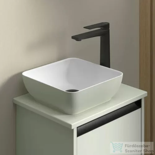 Duravit SIVIDA DuroCast Plus 30x30 cm-es pultra ültethető mosdó csaplyuk nélkül, matt fehér/matt halványzöld 266003FH00