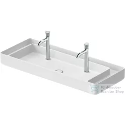  Duravit BENTO STARCK BOX 114x46 cm-es pultra ültethető, csiszolt aljú mosdó 2 csaplyukkal, HygieneGlaze mázzal, matt fehér 2660113272