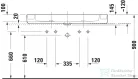 Duravit BENTO STARCK BOX 114x46 cm-es pultra ültethető, csiszolt aljú mosdó 2 csaplyukkal, HygieneGlaze mázzal, matt fehér 2660113272