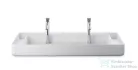 Duravit BENTO STARCK BOX 114x46 cm-es pultra ültethető, csiszolt aljú mosdó 2 csaplyukkal, HygieneGlaze mázzal, matt fehér 2660113272