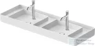Duravit BENTO STARCK BOX 134,5x46 cm-es pultra ültethető, csiszolt aljú 2 medencés mosdó 1-1 csaplyukkal, HygieneGlaze mázzal, matt fehér 2660133272