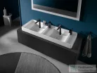 Duravit BENTO STARCK BOX 134,5x46 cm-es pultra ültethető, csiszolt aljú 2 medencés mosdó 1-1 csaplyukkal, HygieneGlaze mázzal, matt fehér 2660133272