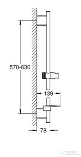 Grohe RAINSHOWER SmartActive 60 cm-es zuhanyrúd polccal, króm 26602000