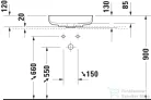 Duravit VITRIUM DuroCast UltraResist 46 cm-es pultra ültethető mosdó csaplyuk nélkül, matt fehér 2661463279