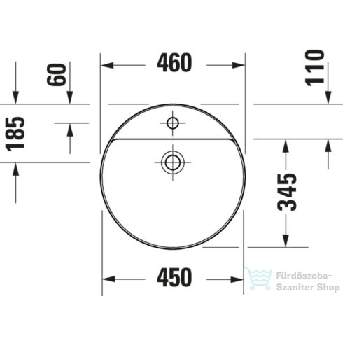 Duravit VITRIUM DuroCast UltraResist 46 cm-es pultra ültethető mosdó 1 csaplyukkal, matt fehér 2662463271