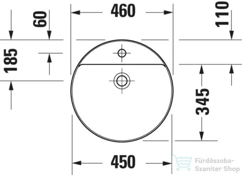 Duravit VITRIUM DuroCast UltraResist 46 cm-es pultra ültethető mosdó 1 csaplyukkal, matt fehér 2662463271