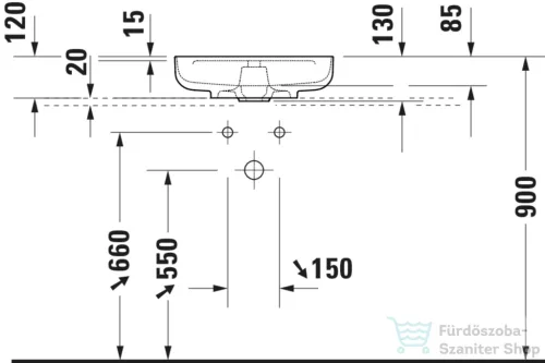 Duravit VITRIUM DuroCast UltraResist 46 cm-es pultra ültethető mosdó 1 csaplyukkal, matt sötétszürke 266246HE71