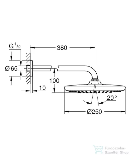 Grohe TEMPESTA 250 fejzuhany 38 cm-es zuhanykarral,Króm 26668000