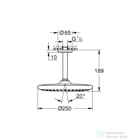 Grohe TEMPESTA 250 mennyezeti fejzuhany 14,2 cm-es zuhanykarral,Matt fekete 266692430