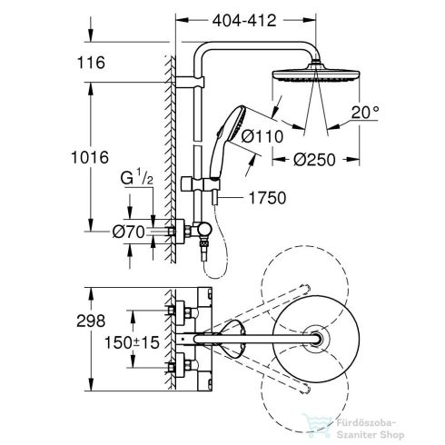Grohe VITALIO START SYSTEM 250 termosztátos zuhanyrendszer,króm 26677001