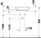 Duravit SIVIDA mosdó+62 cm-es pult kombináció Sivida bútorhoz, matt szatén fehér/matt sötétszürke 268000FI00