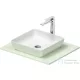 Duravit SIVIDA 40x40 cm-es mosdó+62 cm-es pult kombináció Sivida bútorhoz, matt szatén fehér/matt halványzöld 268006FH00