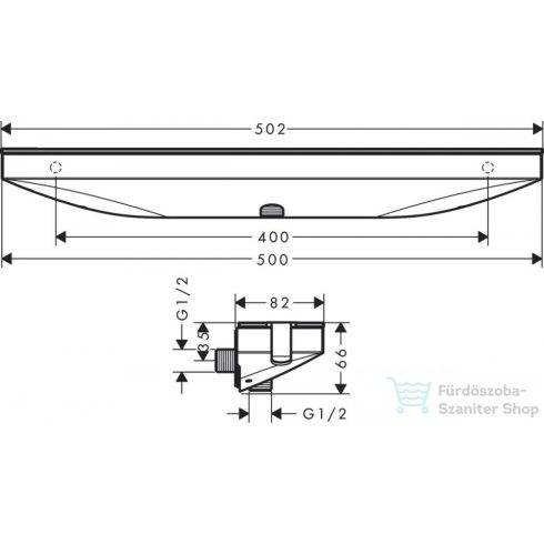 Hansgrohe RAINFINITY Porter 500 gégecsőcsatlakozó jobb oldali zuhanytartóval és zuhanypolccal,polírozott arany 26858990