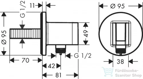 Hansgrohe FIXFIT S zuhanytartó gégecső csatlakozóval, matt fekete 26888670