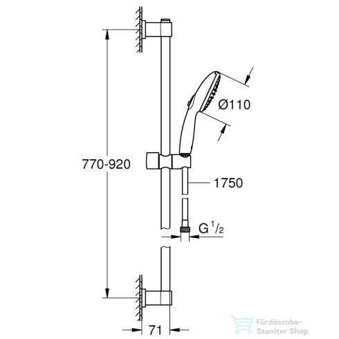 Grohe VITALIO Start 110 rudas zuhanyszett 2 funkciós fejjel,króm 26955001