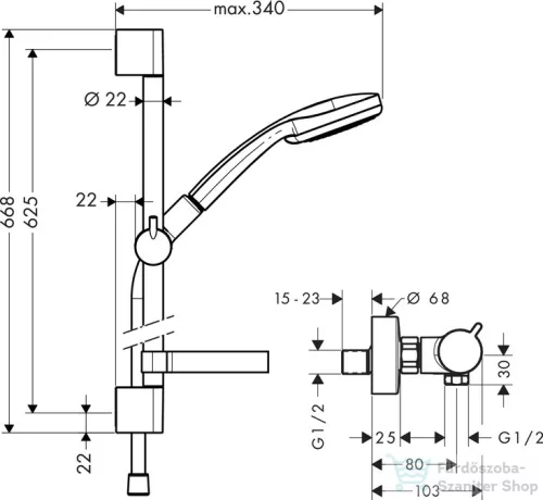 Hansgrohe HG Croma 100 Vario EcoSmart/EcostatComfort Combi 0,65 m szett, króm 27032000
