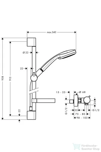 Hansgrohe HG Croma 100 Vario//EcostatComfort Combi 0,90 m szett, króm 27035000