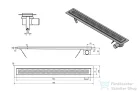 AQUALINE KROKUS Padlóösszefolyó rács, 76x14cm, inox 2705-80