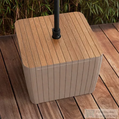 Deco Luzon műrattan napernyőtartós kerti asztal kőrisfa-cappuccino