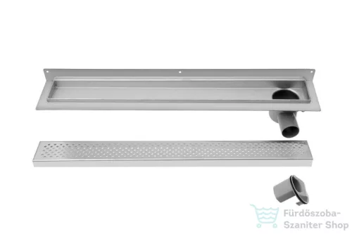 AQUALINE KROKUS padlóösszefolyó sarokba, szifonnal, 760x12cm, inox 2715-80