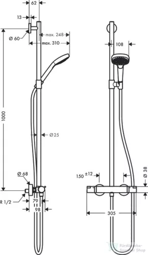 Hansgrohe Croma Select E Multi SemiPipe 27248400